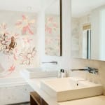 Custom Ceramic Tile Prints in Bathroom - Flowers in Hair Project - pastel colors