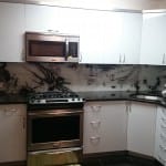 Printed Kitchen Backsplash - different backsplash color project - white and black pattern