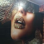 Ceramic Tile Prints - Golden Women's Lips Pattern