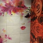 Ceramic Tile Prints - Red Flower Pattern