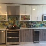 Printed Kitchen Backsplash - different backsplash color project - leaf pattern - 2